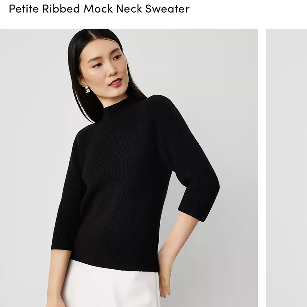 NWT Ann Taylor ribbed black mock neck sweater XSP